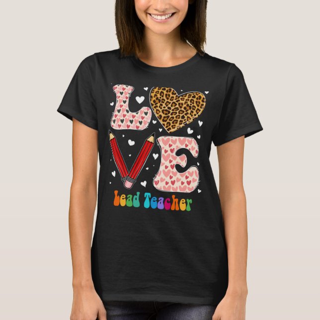 Camiseta Professor de Chumbo Cardíaco de Xadrez Leopardo Ve (Frente)