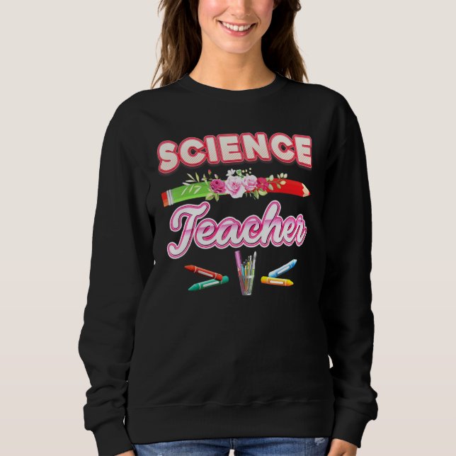 Camiseta Professor De Ciência Lápis Floral De Volta À Escol (Frente)