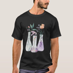 Camiseta Professor de Ciência no Tubo de Teste de Flores