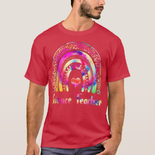 Camiseta Professor De Ciência Tie Dye Rainbow Feliz Primeir