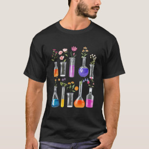 Camiseta Professor de Ciências Beaker Floral Tubo de Ensaio