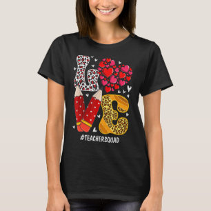 Camiseta Professor de Coração LOVE Xadrez Vermelha Leopard 