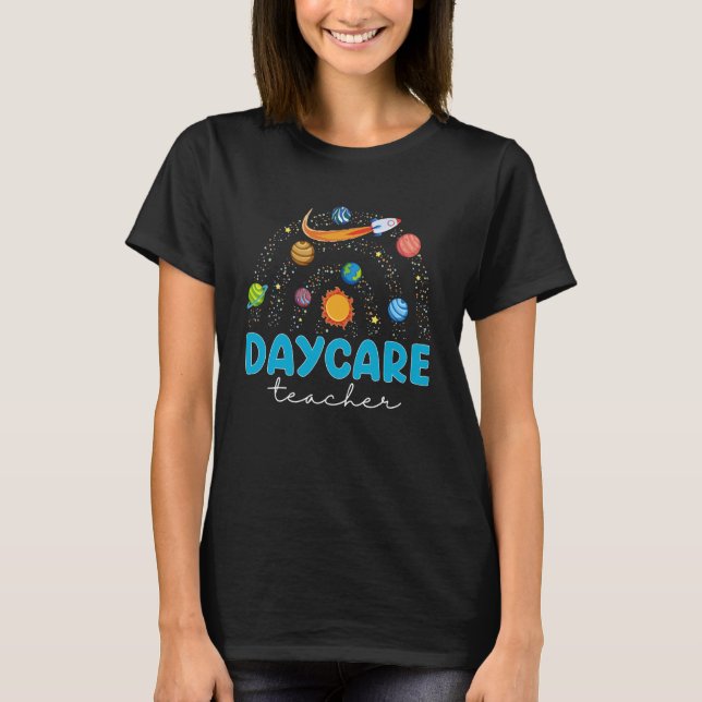 Camiseta Professor de Creche Foguete Espaço Sistema Solar E (Frente)