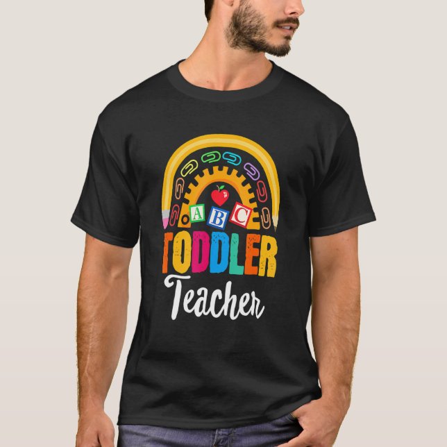 Camiseta Professor de Criança Pré-Escolar Arco-Íris Lápis V (Frente)