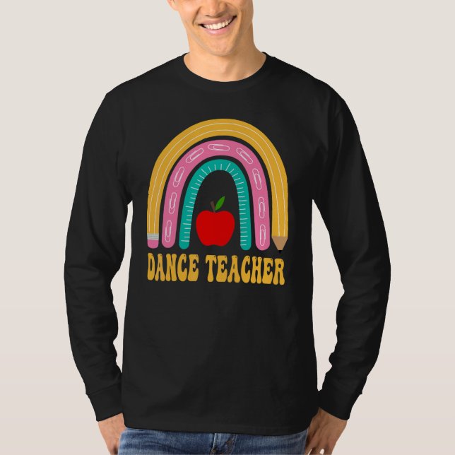 Camiseta Professor de Dança Lápis Arco-íris Volta às Aulas  (Frente)
