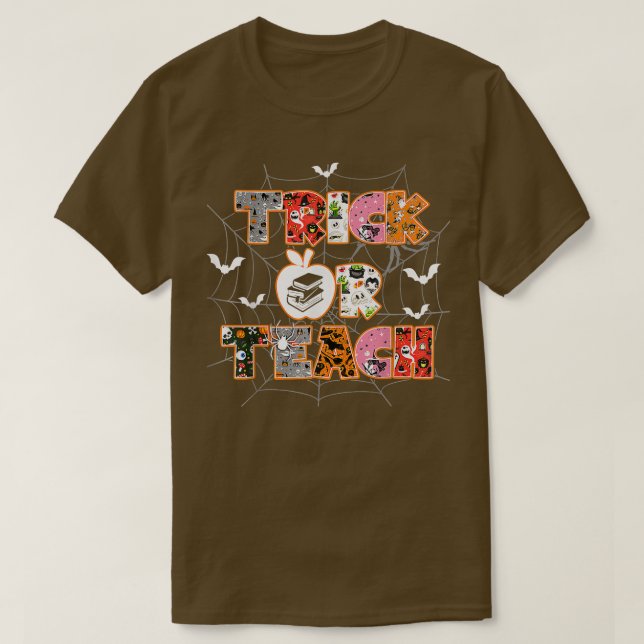 Camiseta Professor de Dia de as Bruxas engraçado de Truque  (Frente do Design)