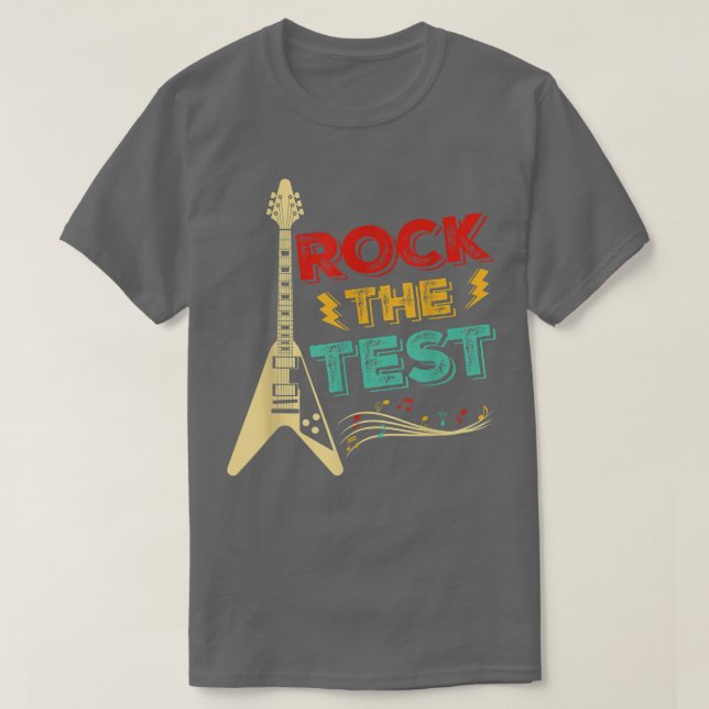 Camiseta Professor de Dia de Teste Rock The Test Guitar Tea (Frente do Design)