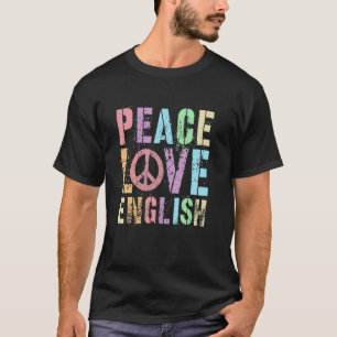 Camiseta Professor de ELA Adorável PAZ AMOR INGLÊS Bibliote