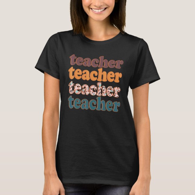 Camiseta Professor de Ensino de Leopard Retro (Frente)