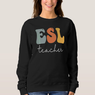 Camiseta Professor de ESL Retro Groovy Vintage Feliz Primei