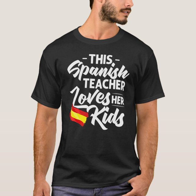 Camiseta Professor de Espanhol Bandeira da Espanha Aula de  (Frente)
