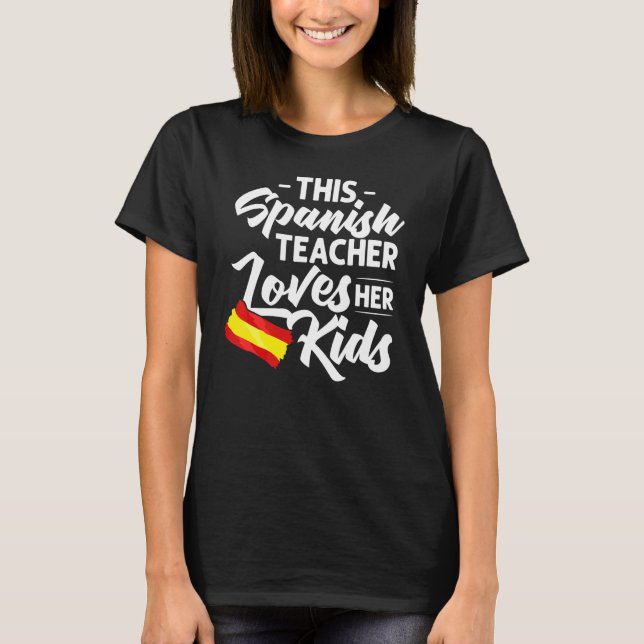 Camiseta Professor de Espanhol Bandeira da Espanha Aula de  (Frente)