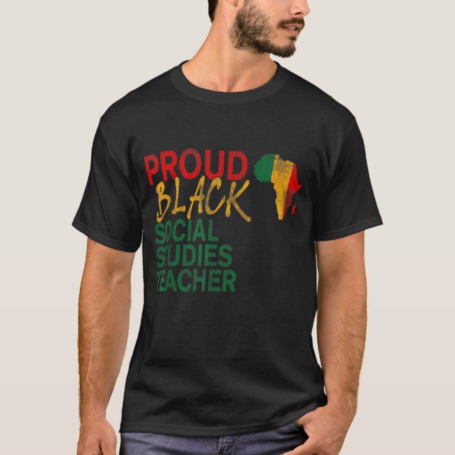 Camiseta Professor de Estudos Sociais Negros Orgulhosos (Frente)