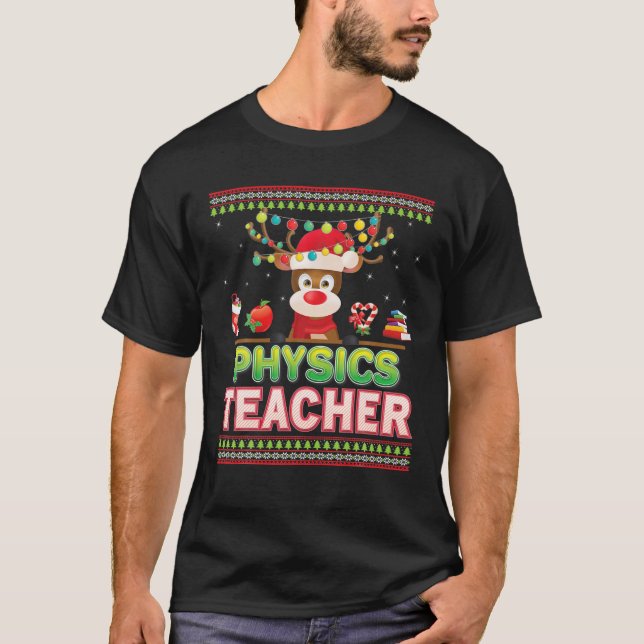 Camiseta Professor de Física Reindeer Christmas Light Sweat (Frente)