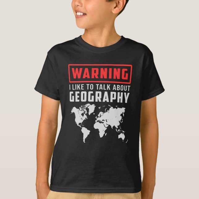 Camiseta Professor de Geografia Mapa Engraçado Contém Prese (Frente)