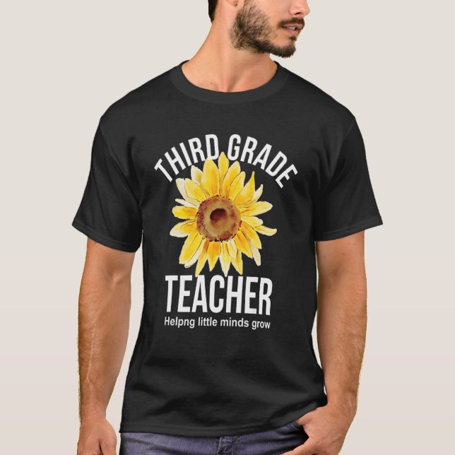 Camiseta Professor de girassol do terceiro grau ajudando as (Frente)