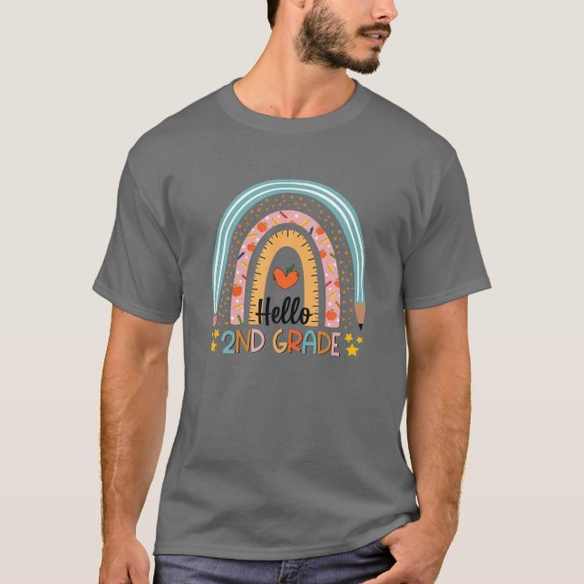 Camiseta Professor de Grau Segundo Rainbow Hello (Frente)