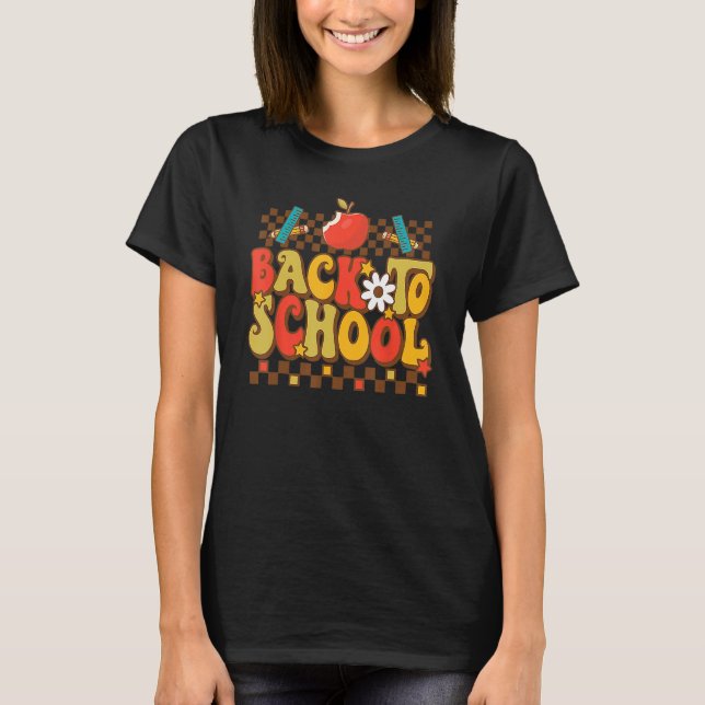 Camiseta Professor de Groovy Vibes Retro Elementar Bem-vind (Frente)