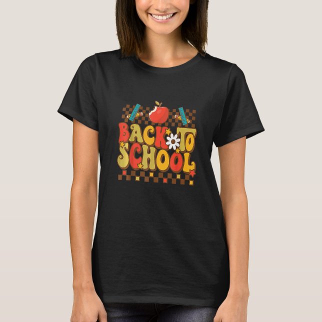 Camiseta Professor de Groovy Vibes Retro Elementar Bem-vind (Frente)