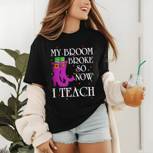 Camiseta Professor de Halloween Bruxa Engraçada Moderna