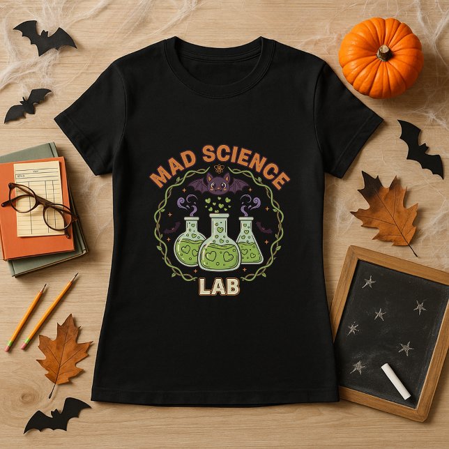 Camiseta Professor de Halloween Mad Science Lab Spooky Quím (Criador carregado)
