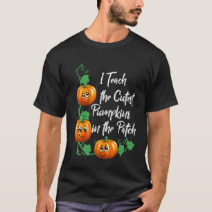Camiseta Professor de Halloween Remendo de Abóboras Mais Fo