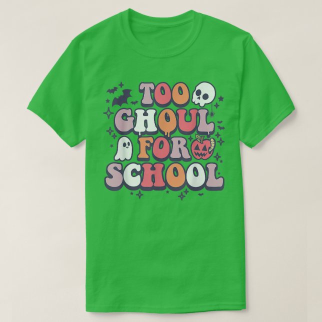 Camiseta Professor de Halloween Retro Ghouls Groovy Trick (Frente do Design)