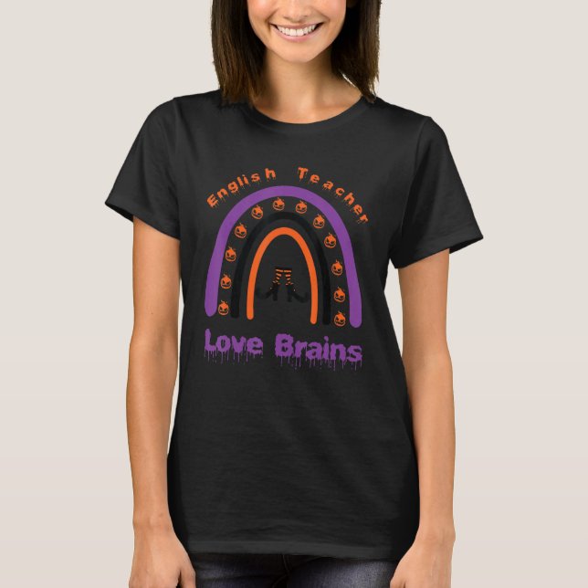 Camiseta Professor de Inglês Adoro Cérebro Arco-Íris (Frente)