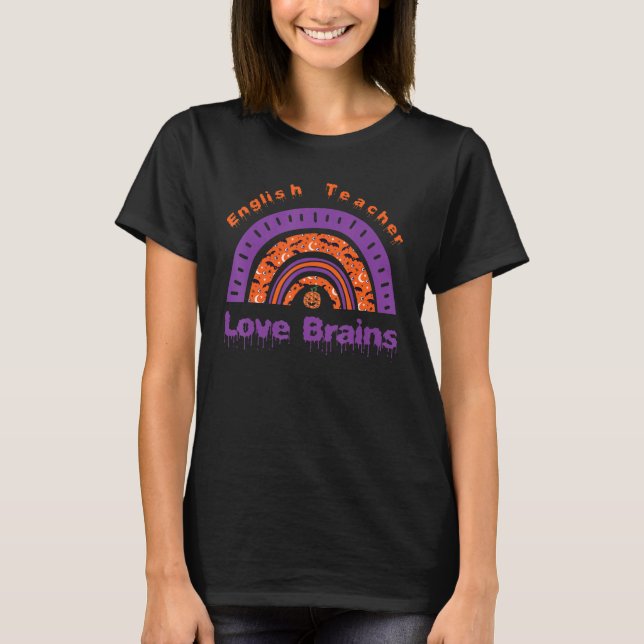 Camiseta Professor de Inglês Adoro Cérebro Arco-Íris (Frente)