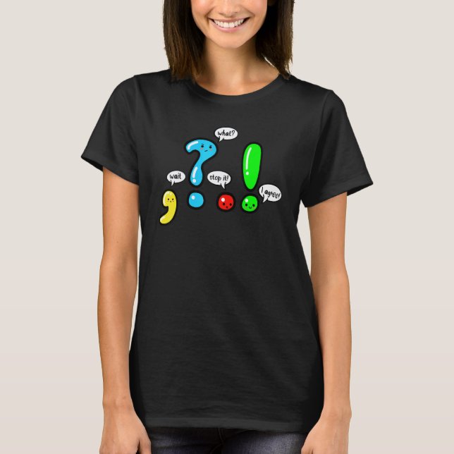 Camiseta Professor de Inglês de Gramática Pontuação Engraça (Frente)