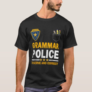 Camiseta Professor de Inglês Engraçado Polícia Gramatical