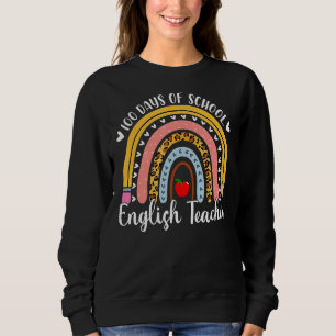 Camiseta Professor De Inglês Leopard Rainbow 100º Dia De Sc