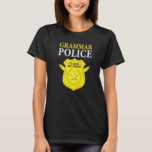 Camiseta Professor de Inglês Piada Polícia Gramatical Para  (Frente)
