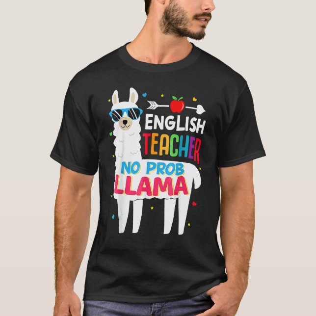 Camiseta Professor de Inglês Sem Problema Llama Diversão Pr (Frente)