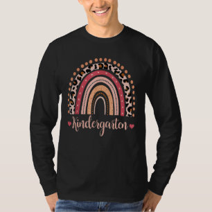 Camiseta Professor de jardim de infância Boho Rainbow Leopa