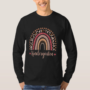 Camiseta Professor de jardim de infância Boho Rainbow Leopa