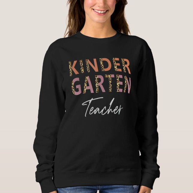 Camiseta Professor de Jardim de Infância Leopardo de Volta  (Frente)