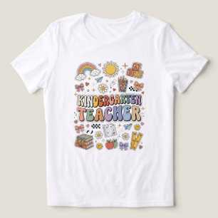 Camiseta Professor de Jardim de Infância Retro Arco-Íris Gr
