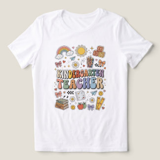 Camiseta Professor de Jardim de Infância Retro Arco-Íris Gr