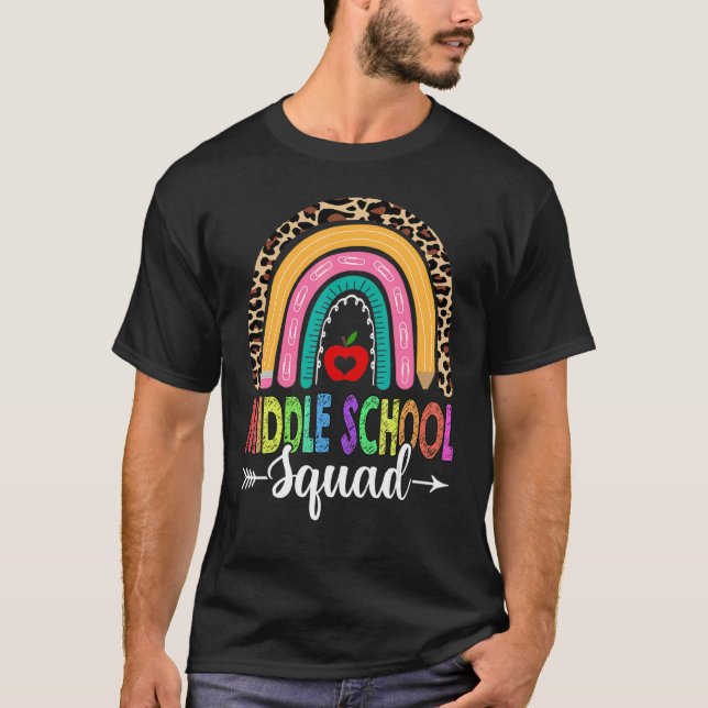 Camiseta Professor de Leopardo Arco-Íris da Escola Média de (Frente)