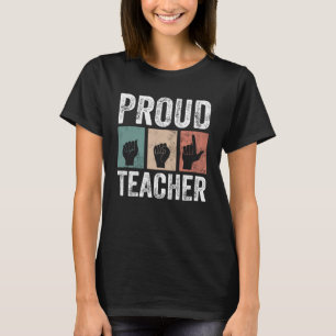 Camiseta Professor de Linguagem de Sinais Mão e Advertência
