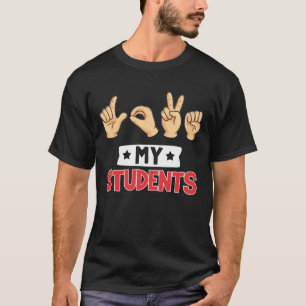 Camiseta Professor de Linguagem de Sinal Bonito Ama Meus Es