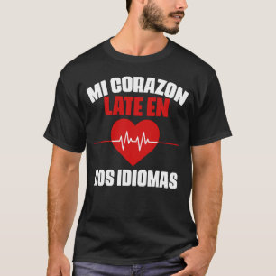 Camiseta Professor de Maestra Espanhola Mi Corazon Bilíngue
