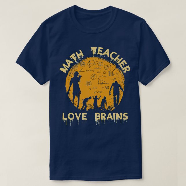 Camiseta Professor de Matemática Adora Cérebros Zombie Hall (Frente do Design)