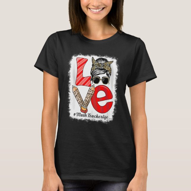 Camiseta Professor de Matemática Amor Desarrumado Leopardo  (Frente)