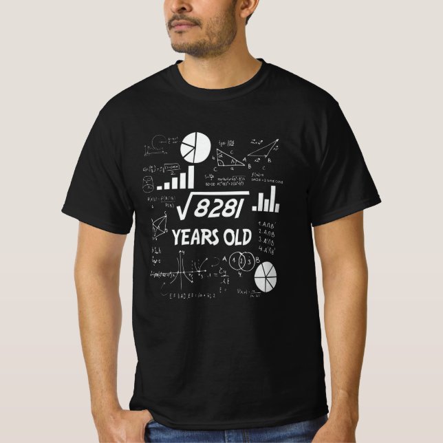 Camiseta Professor De Matemática De 91 Anos De Idade, Bday  (Frente)