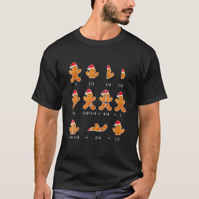 Camiseta Professor de Matemática de Natal Fração Gingercake (Frente)