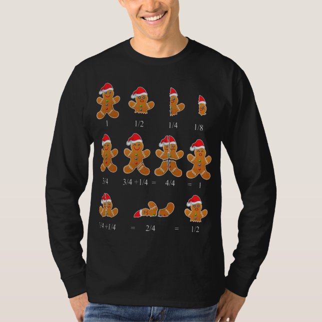 Camiseta Professor de Matemática de Natal Fração Gingercake (Frente)