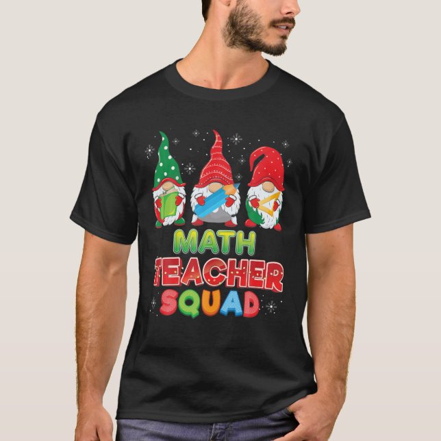 Camiseta Professor de Matemática Gnomos de Natal Gnomo Swea (Frente)