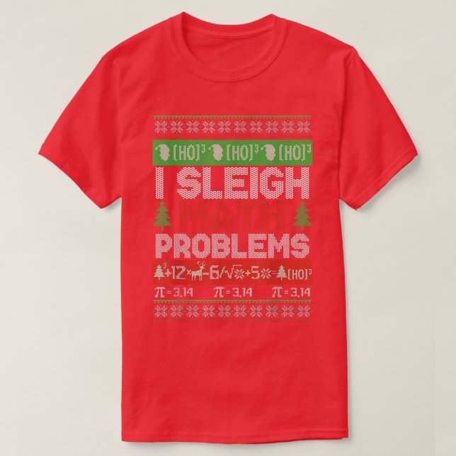 Camiseta Professor de Matemática I Sleigh Math Problems Chr (Frente do Design)